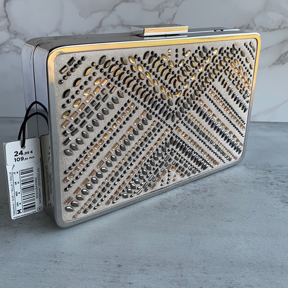 Parfois Evening Clutch Chain Art Deco New - Picture 5 of 9